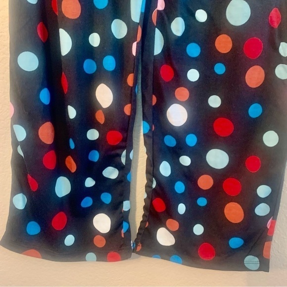 NWT Pajama Pants Large (Girls) Totally Pink Soft Fabric Black Multicolored Dots - Picture 3 of 8